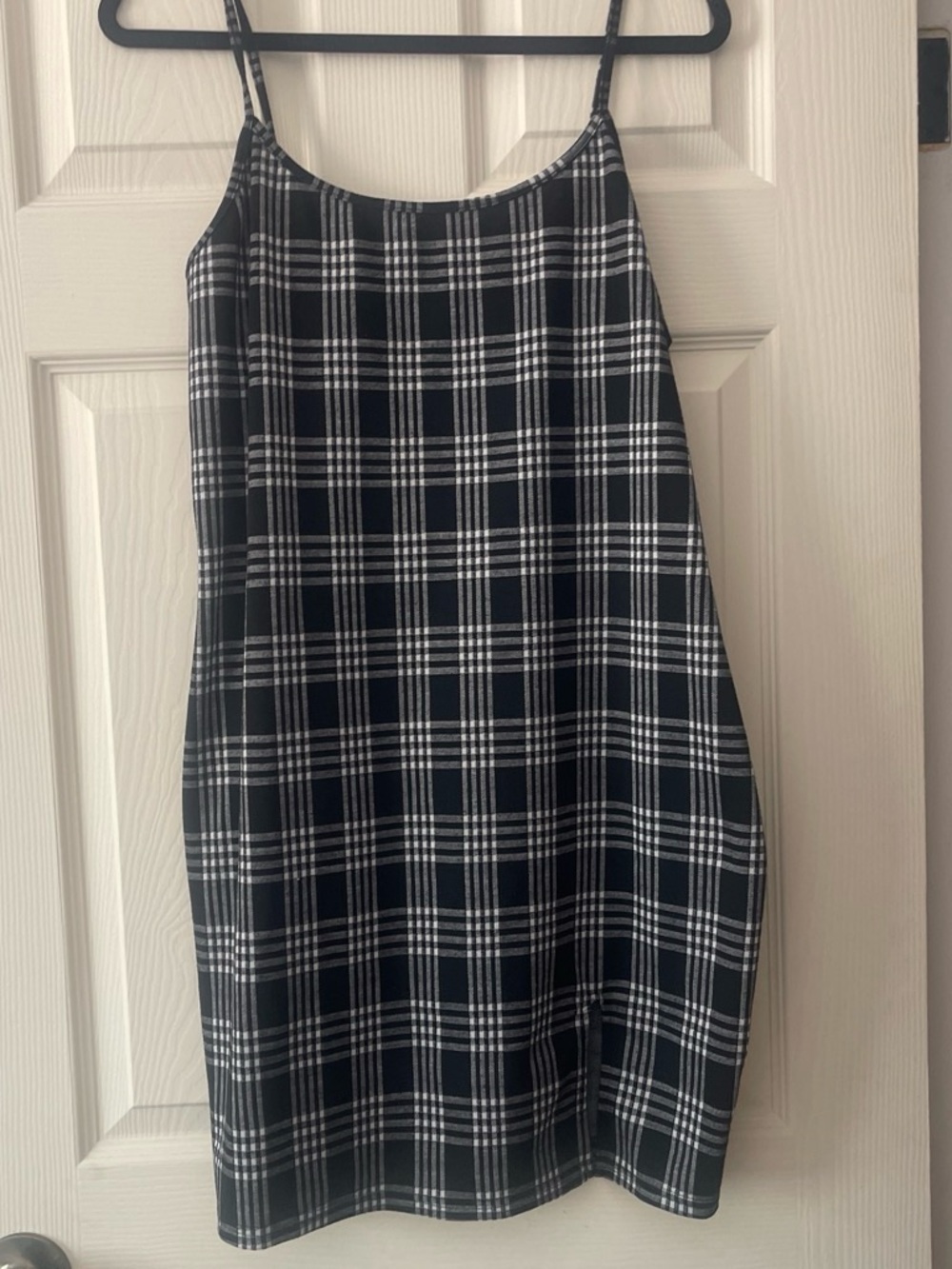 Timing Black and White Plaid Mini Slip Skirt